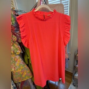 JODIFL Coral Ruffle Sleeve Mini Dress